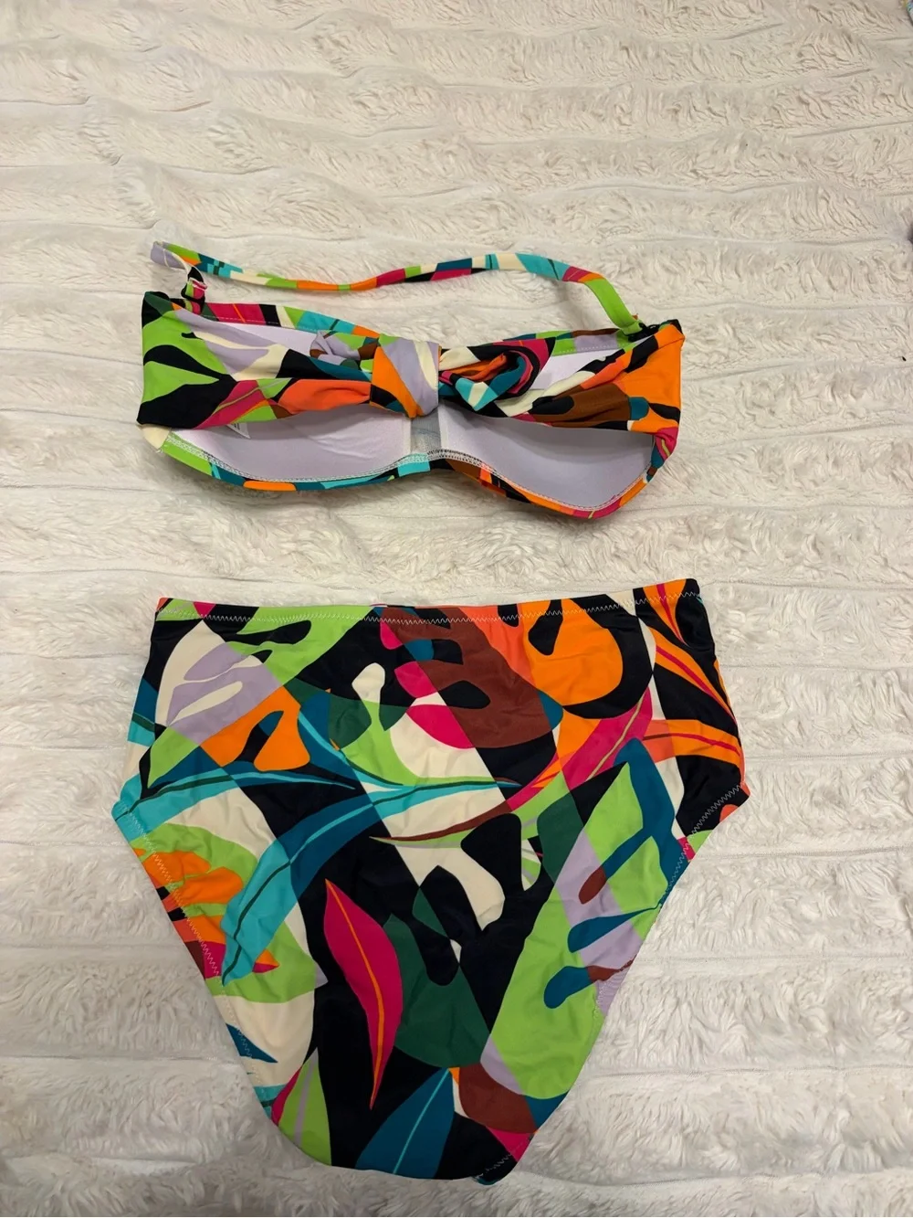 Bar III Multicolor Floral Print with Black and Green Accents